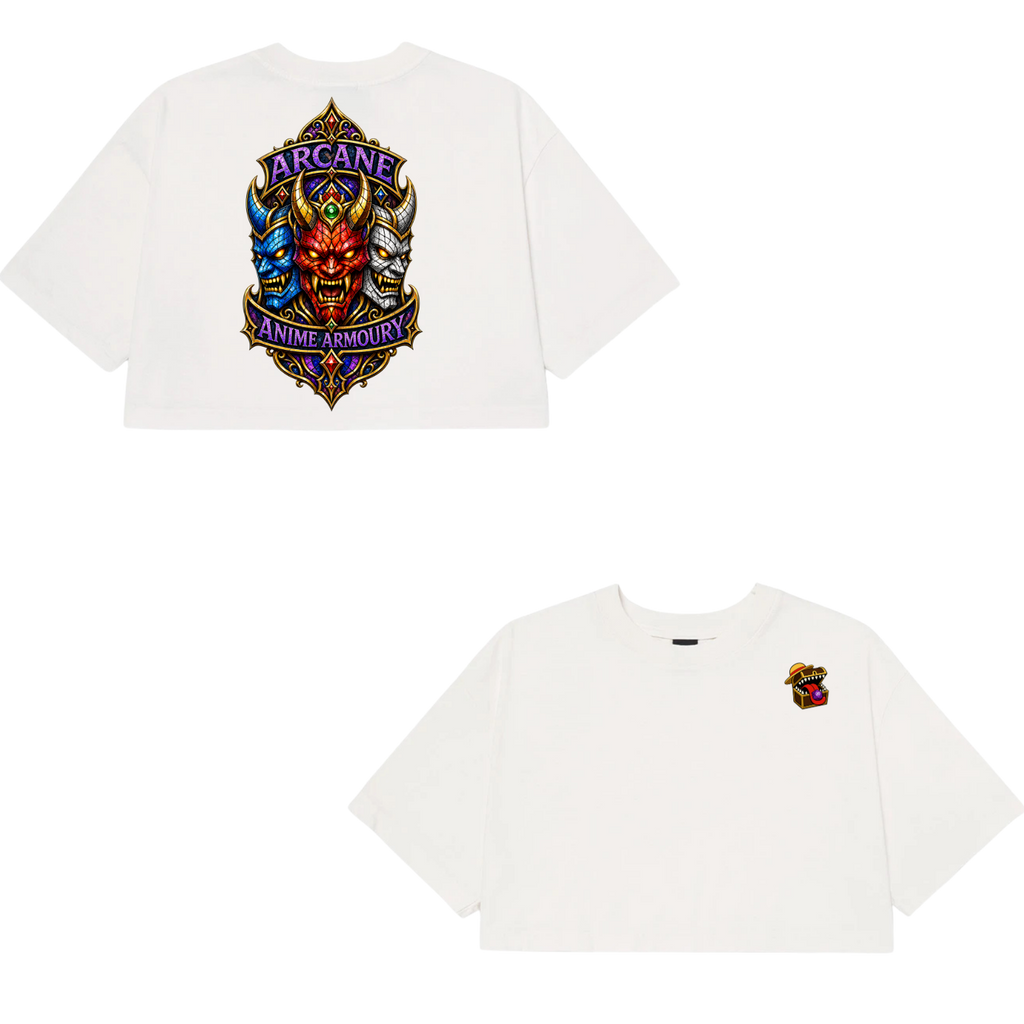 Stained Glass Oni Mask Cropped Tshirt