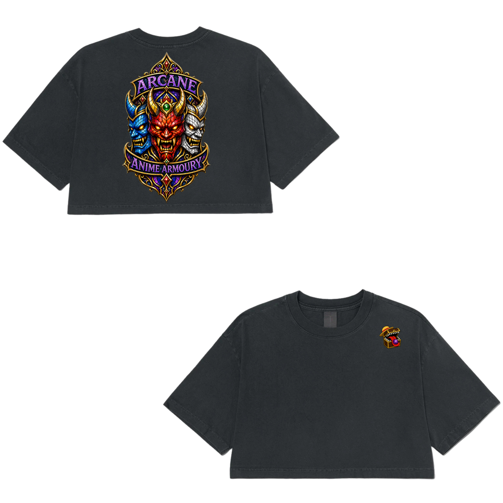 Stained Glass Oni Mask Cropped Tshirt
