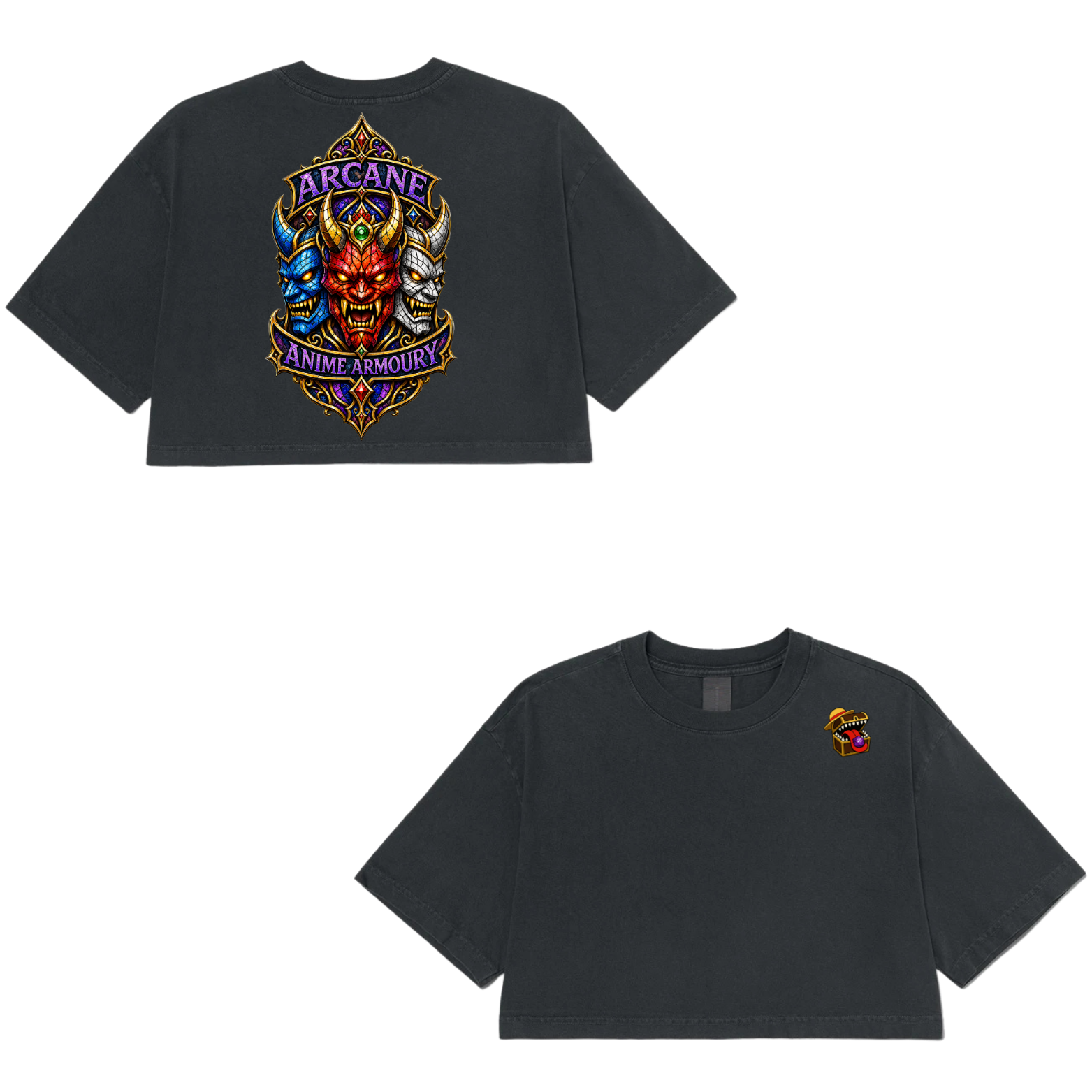 Stained Glass Oni Mask Cropped Tshirt
