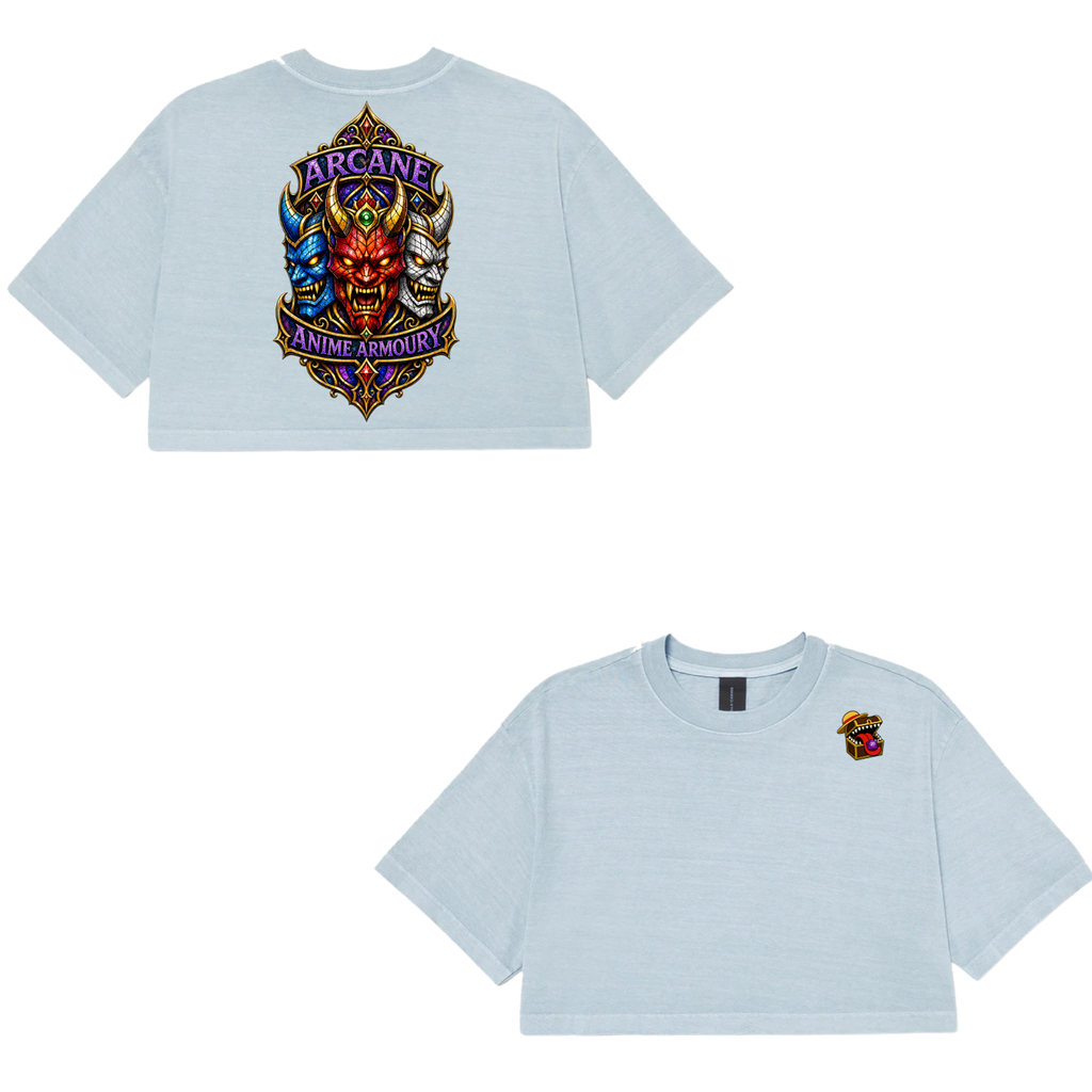 Stained Glass Oni Mask Cropped Tshirt
