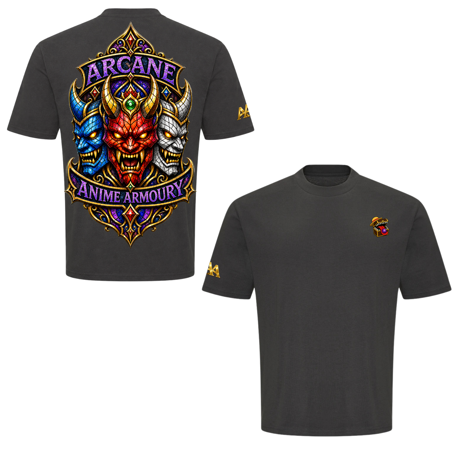 Stained Glass Oni Mask Oversized Tshirt