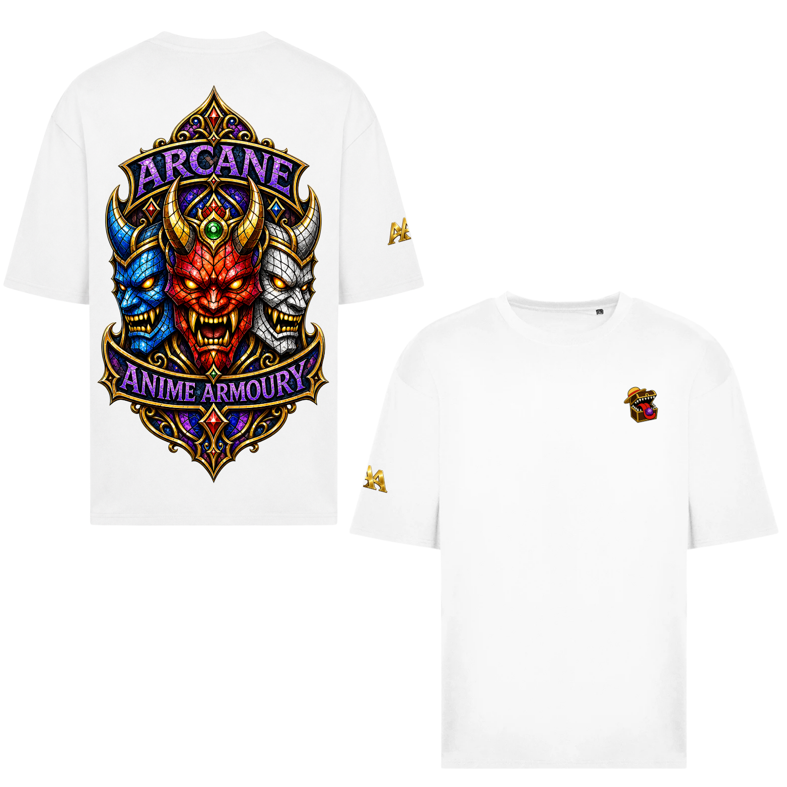 Stained Glass Oni Mask Oversized Tshirt