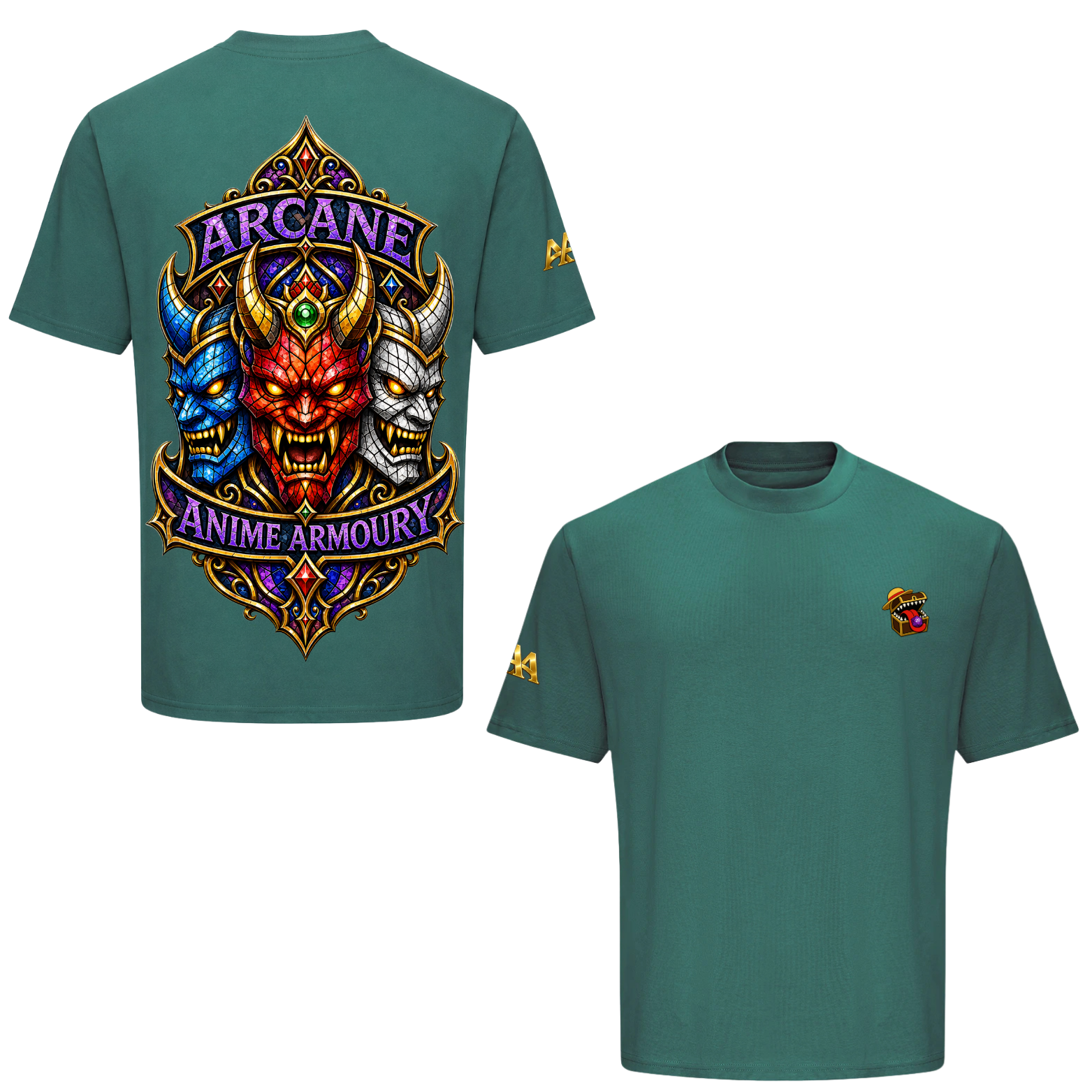 Stained Glass Oni Mask Oversized Tshirt